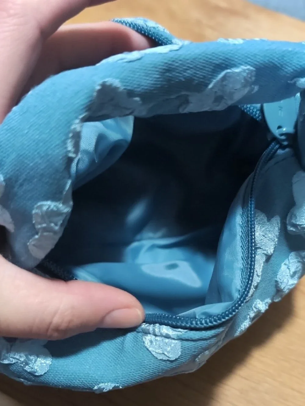 Ulta Beauty Teal Blue Floral Appliqué Cosmetic Pouch